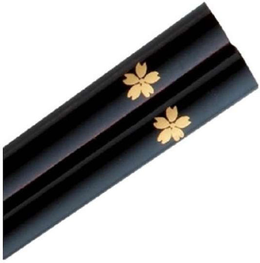 Chopsticks Χειροποίητα Ξύλινα Λάκα Μαύρα Σχέδιο 24 Εκατ 2 Τμχ Kenro