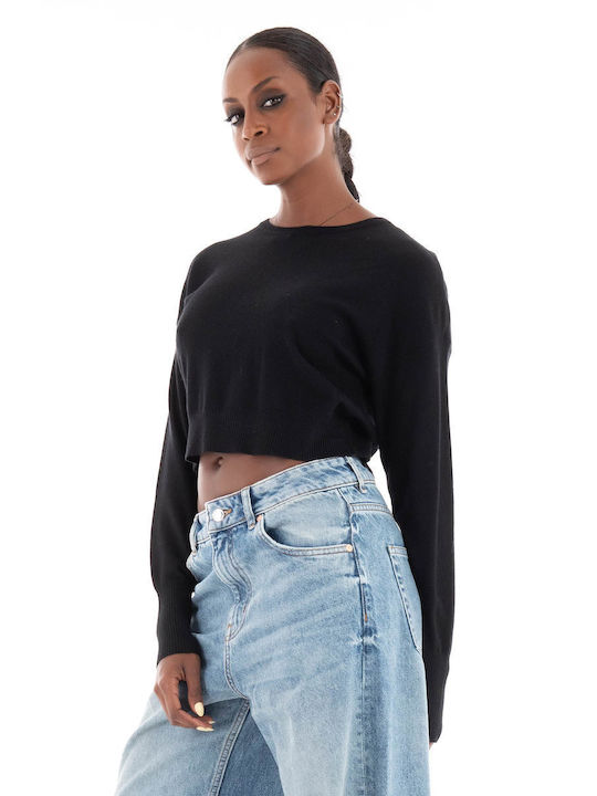 Only Damen Crop Pullover Black