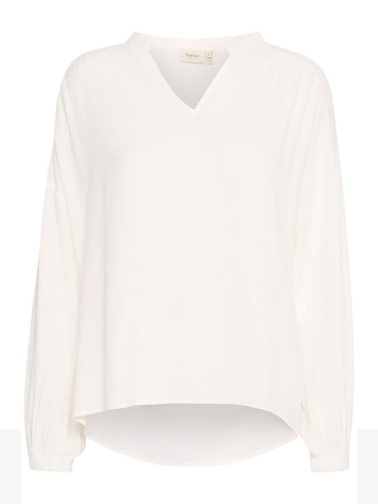 Women's Blouse with V Neckline OffWhite