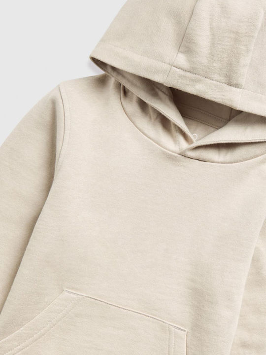 Kids Sweatshirt with Hood and Pockets Ecru