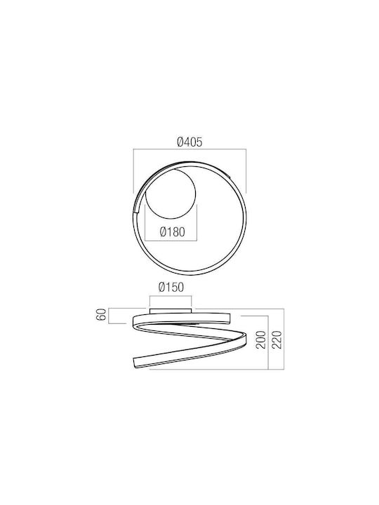 Redo Group Scroll Ceiling Light with Integrated LED