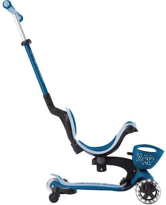 Globber Kids Scooter Go.Up Baby Lights 360 3-Wheel with Seat for 15+ Months Dark Blue