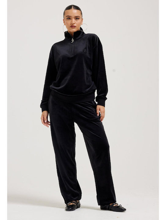Women's Long Sleeve Sweater with Zipper Black