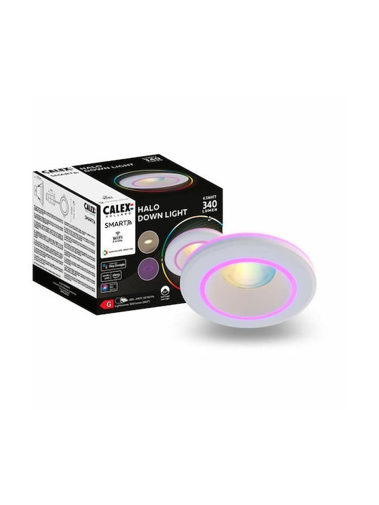 Calex Smart Halo Led Spot 10cm Rgb Warm Light 6.5w 340 Lm Ip20 Class G White