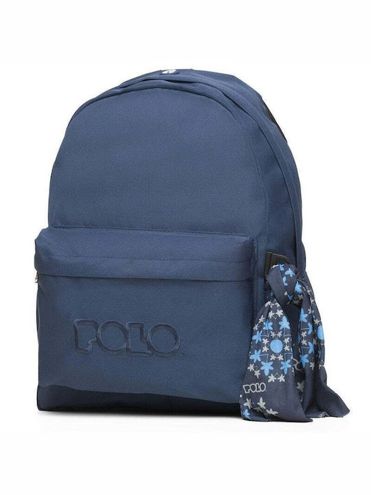 Polo Original Scarf School Backpack Junior High-High School With Water Bottle Holder Dark Blue 20L 30 x 21 x 42cm
