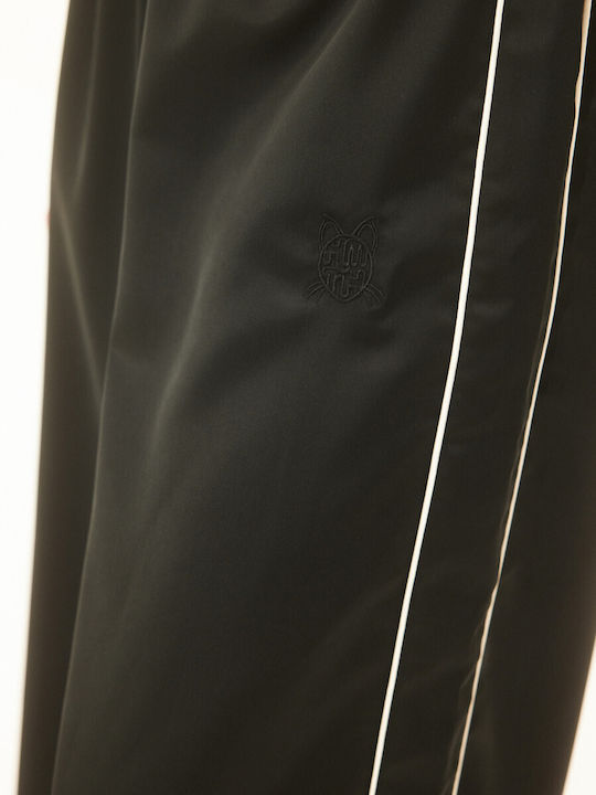 Hemithea Femei Talie înaltă Satin Pantaloni cu Elastic Black