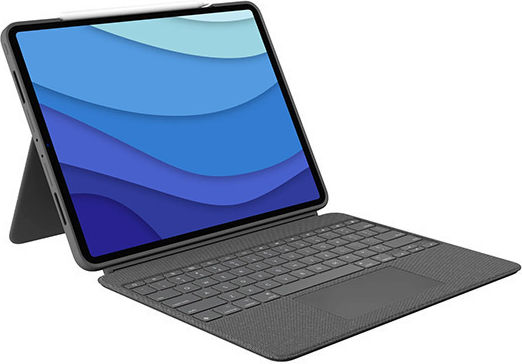 Logitech Combo Touch Flip Cover με Πληκτρολόγιο στα Γερμανικά Γκρι (iPad Pro 2021 12.9")