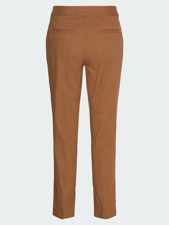 Pantaloni Dama Din Țesătură Cu Fit Slim Maro