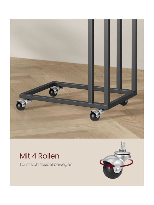 Rectangular Side Table Metal with Wheels Black Ebony W50xL35xH60cm