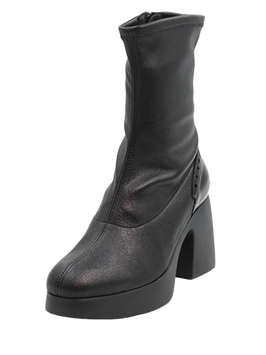 Wonders Leather Women's Ankle Boots Black