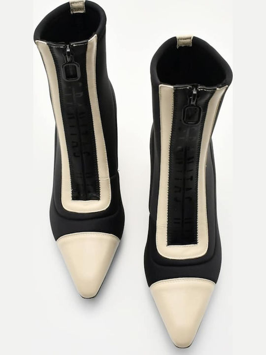 Leather Women's Ankle Boots with Medium Heel Black