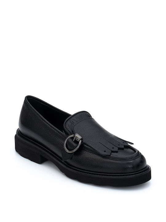 Perlapura Кожени Дамски Loafers в Черно Цвят