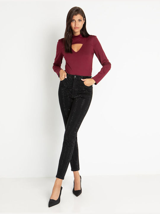 Toi&Moi Bodysuit pentru femei Burgundy