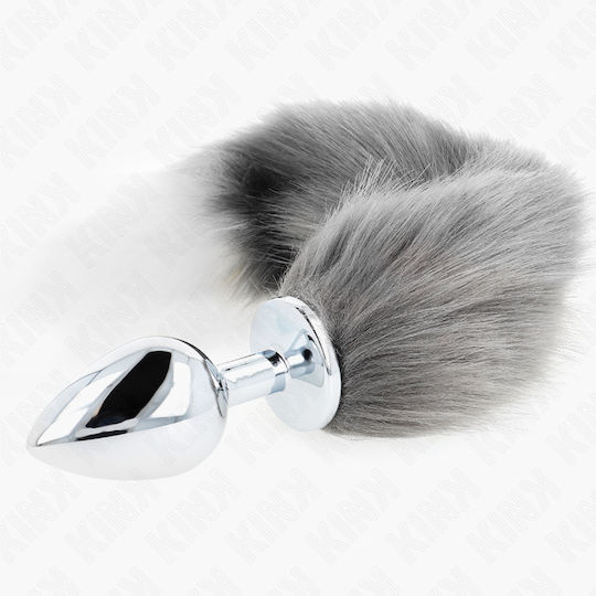 Kink Anal Plug L 10 X 4 Cm Synthetic Tail 40 Cm Grey Product Code D-240672
