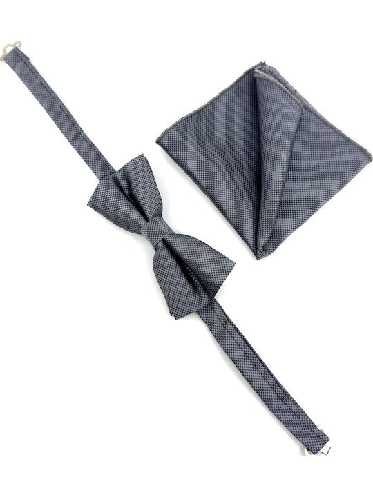 Legend Accessories Σετ Παπιγιόν με Μαντήλι Γκρι