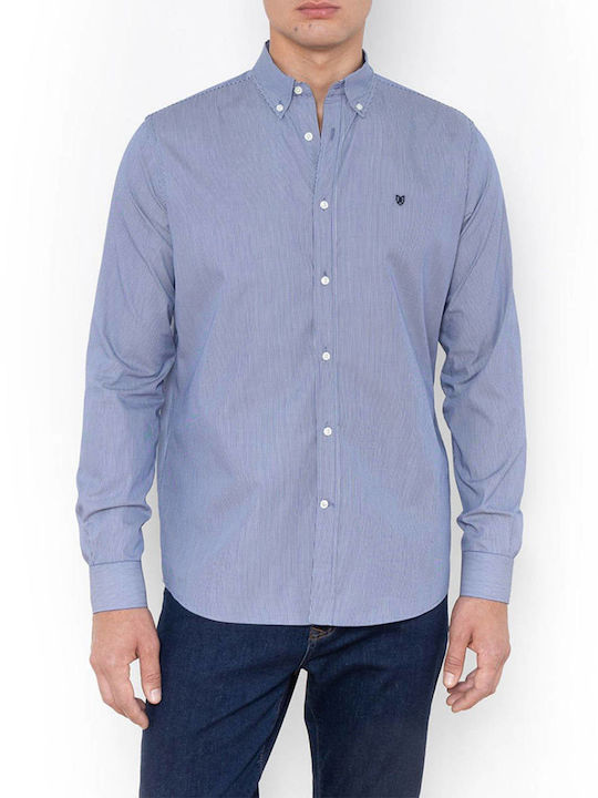 The Bostonians Men's Shirt Long Sleeve Cotton Striped Blue