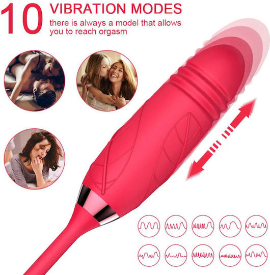 Rose Διπλός Δονητής Κόκκινοςsilicone Clitoral Stimulator Vibrating Tongue Κλασικός Δονητής