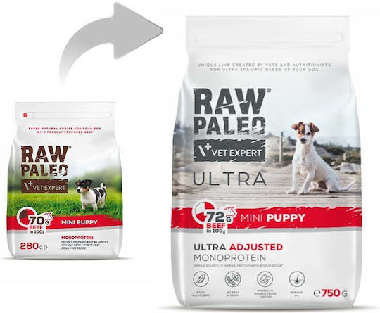 VetExpert 0.75kg Dry Food Grain-Free & Gluten-Free for Small Breed Puppies with Beef