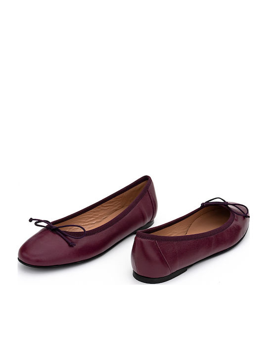 Leather Ballerinas Burgundy