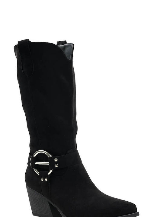 Black Western Boots with Metallic Buckle