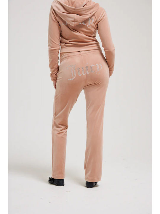 Juicy Couture Diamante Tina Παντελόνι Φόρμας Βελουτέ Καφέ