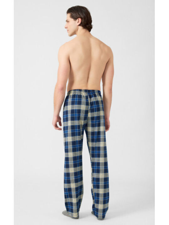 Minerva Men's Winter Cotton Pajama Pants Navy, Yellow