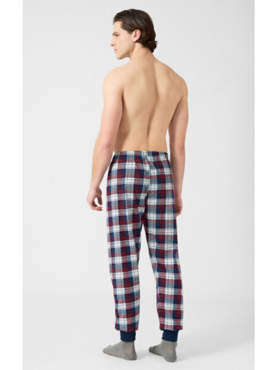 Minerva Men's Winter Cotton Pajama Pants Grey, Bordeaux