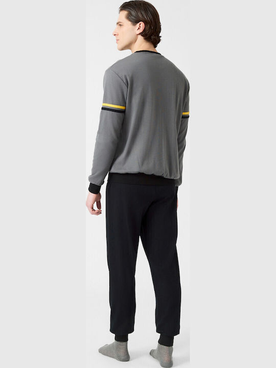 Minerva Punto Di Roma Men's Winter Pajamas Set Grey Matte