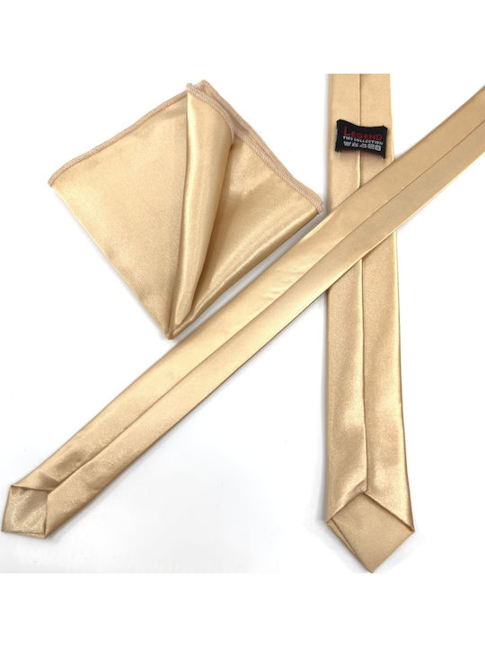 Legend Accessories Σετ Ανδρικής Γραβάτας Μονόχρωμη σε Χρυσό Χρώμα