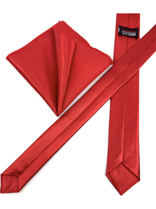 Legend Accessories Σετ Ανδρικής Γραβάτας Μονόχρωμη σε Κόκκινο Χρώμα