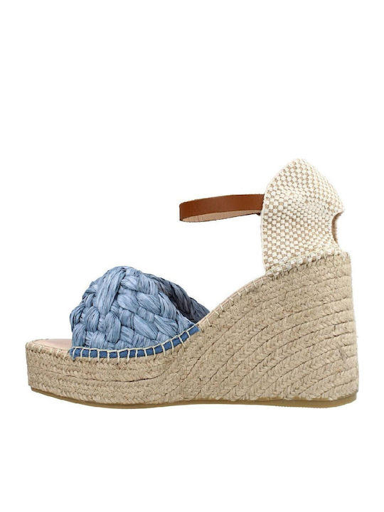 Women's Leather Platform Shoes Blue