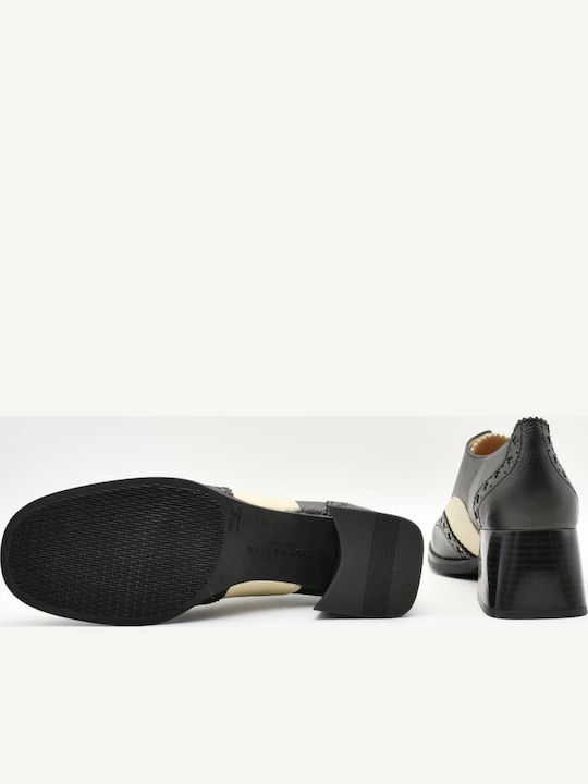 Δερμάτινα Γυναικεία Oxfords σε Μαύρο Χρώμα