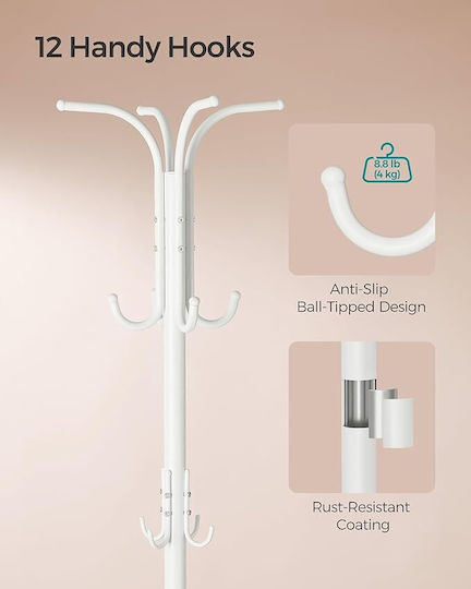 Songmics Καλόγερος Μεταλλικός Λευκός 40x40x175cm