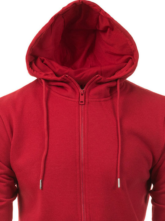 Tmk Men's Sweatshirt Jacket with Hood Red