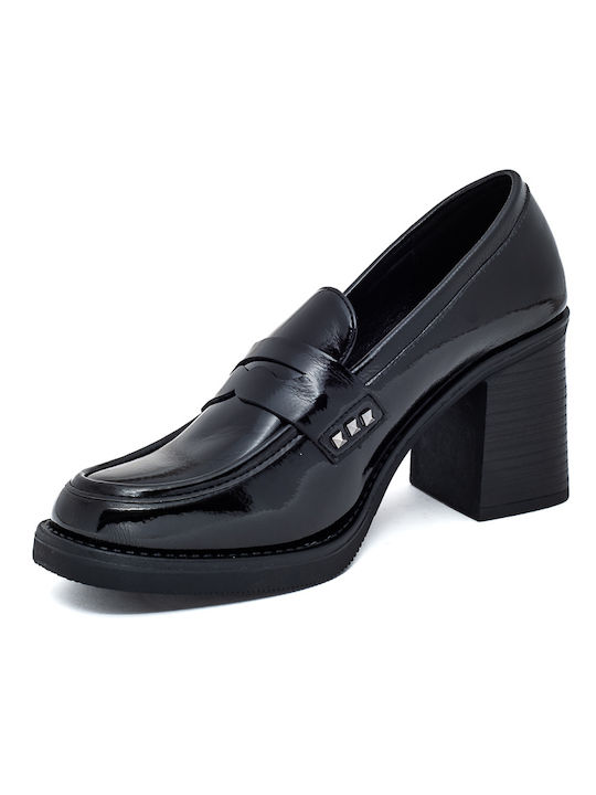 Laura Virgili Patent Leather Women's Moccasins in Black Color