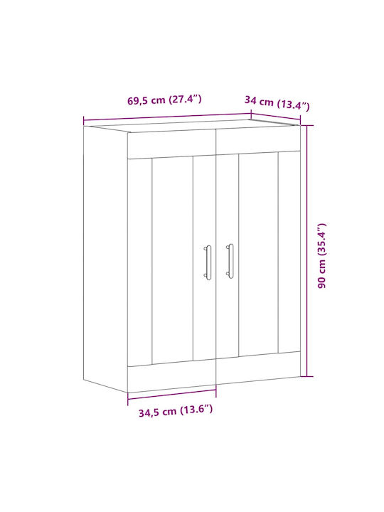 Ντουλάπι Τοίχου Καφέ 69.5x34x90εκ.