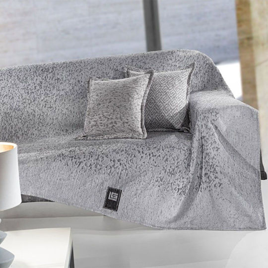 Guy Laroche Matis Sofa Throws 2 Seater 2 Sides Chenille 180x250cm Grey