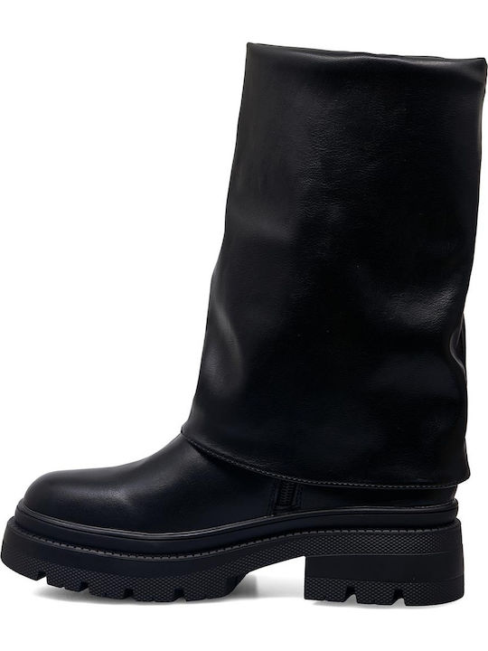 Damenstiefel mit mittlerem Absatz Schwarz
