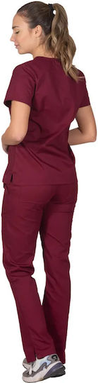 Alezi Women's Burgundy Pants & Blouse Set Cotton and Polyester