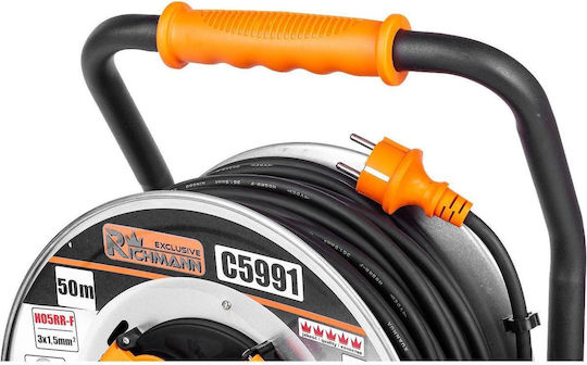 Richmann Cablu de prelungire 4 locuri cu cablu de 50m Diametru 3 x 1.5mm² Rezistent la apă Neagră
