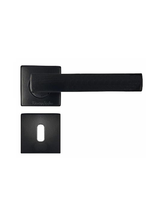 Import Hellas Lever Middle Door with Rosette Pair with Rosette Black