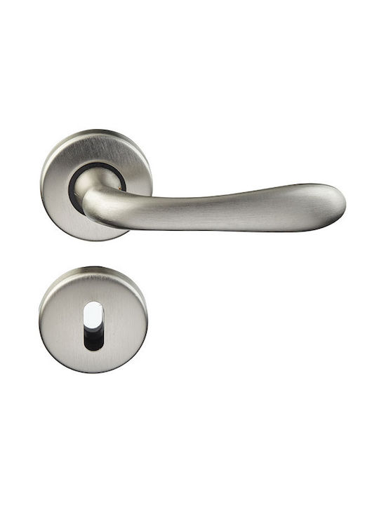 Import Hellas Lever Middle Door with Rosette 215 Pair with Rosette Nickel