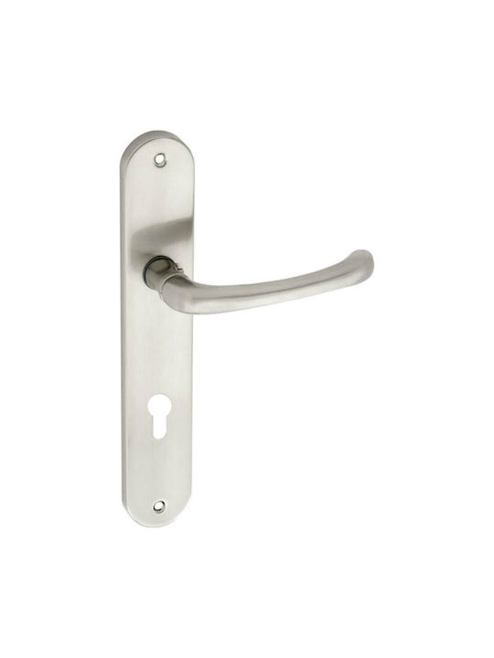 Import Hellas Lever Front Door with Plate Right 215 με Nickel