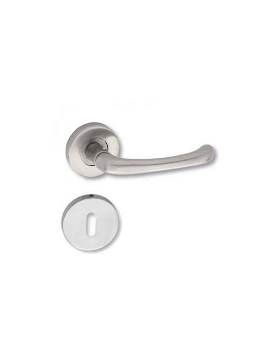 Import Hellas Lever Middle Door with Rosette 215 Pair with Rosette Nickel