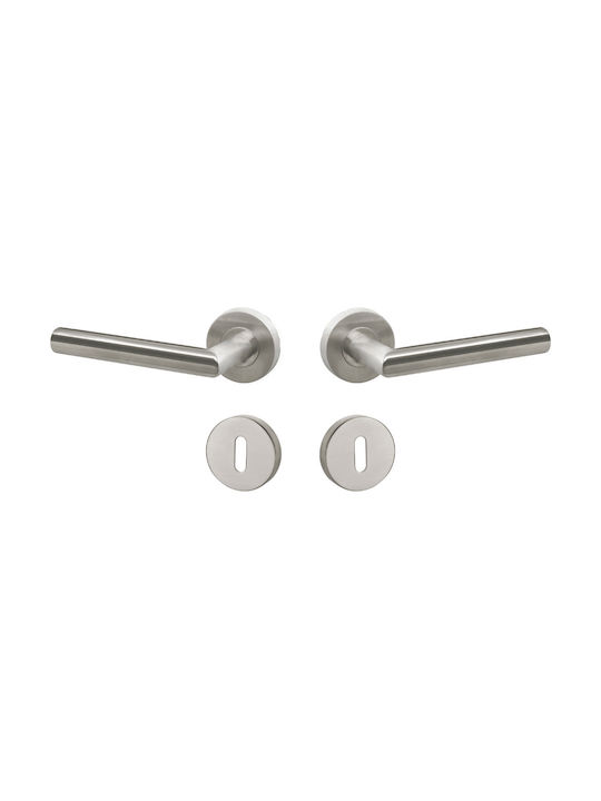 Conset Lever Middle Door with Rosette Pair with Rosette Inox