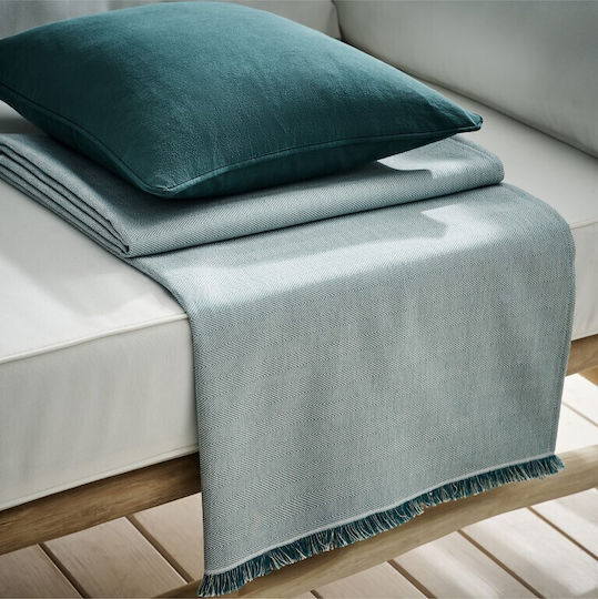 Gofis Home Rene Zweisitzer-Sofa Überwurf Strickware 180x250cm Türkisblau Ss24 732