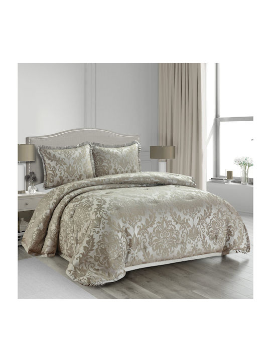 Liolios Home Bettdecke Übergröße 220x240cm Damask Coffee