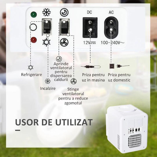 Мини преносим хладилник 12v/220v Бял 4 L 25.8x20.5x26.3 см