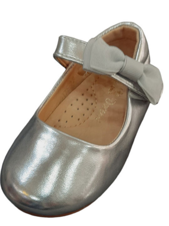 Kids Anatomic Ballerinas with Hoop & Loop Closure Silver