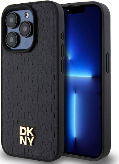 Dkny Pu Leder Wiederholungsmuster Stapel Logo Magsafe Hülle Iphone 14 Pro Max Schwarz